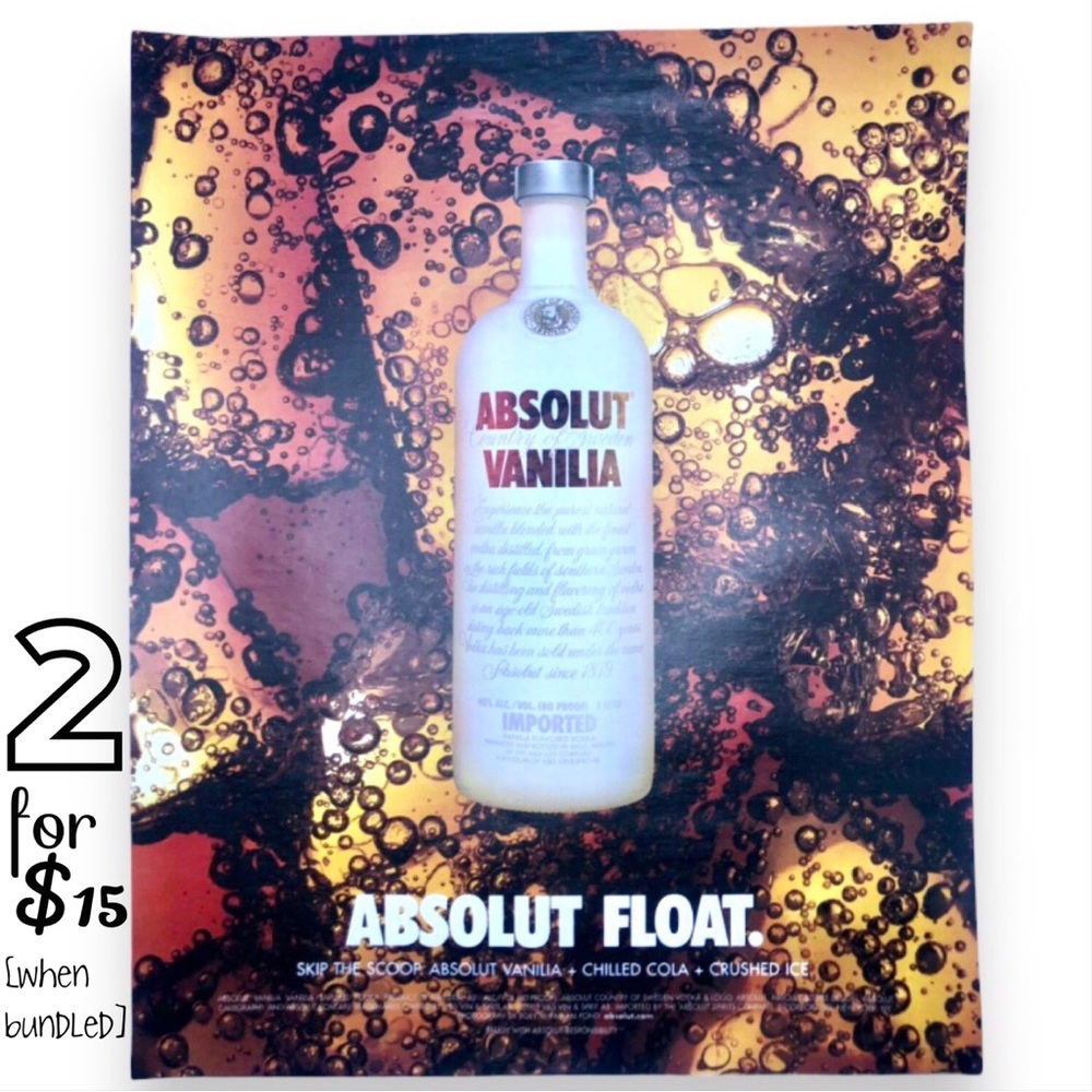 🟢[Absolut Vodka] ABSOLUT FLOAT Original 2003 Vintage Magazine Advertisement